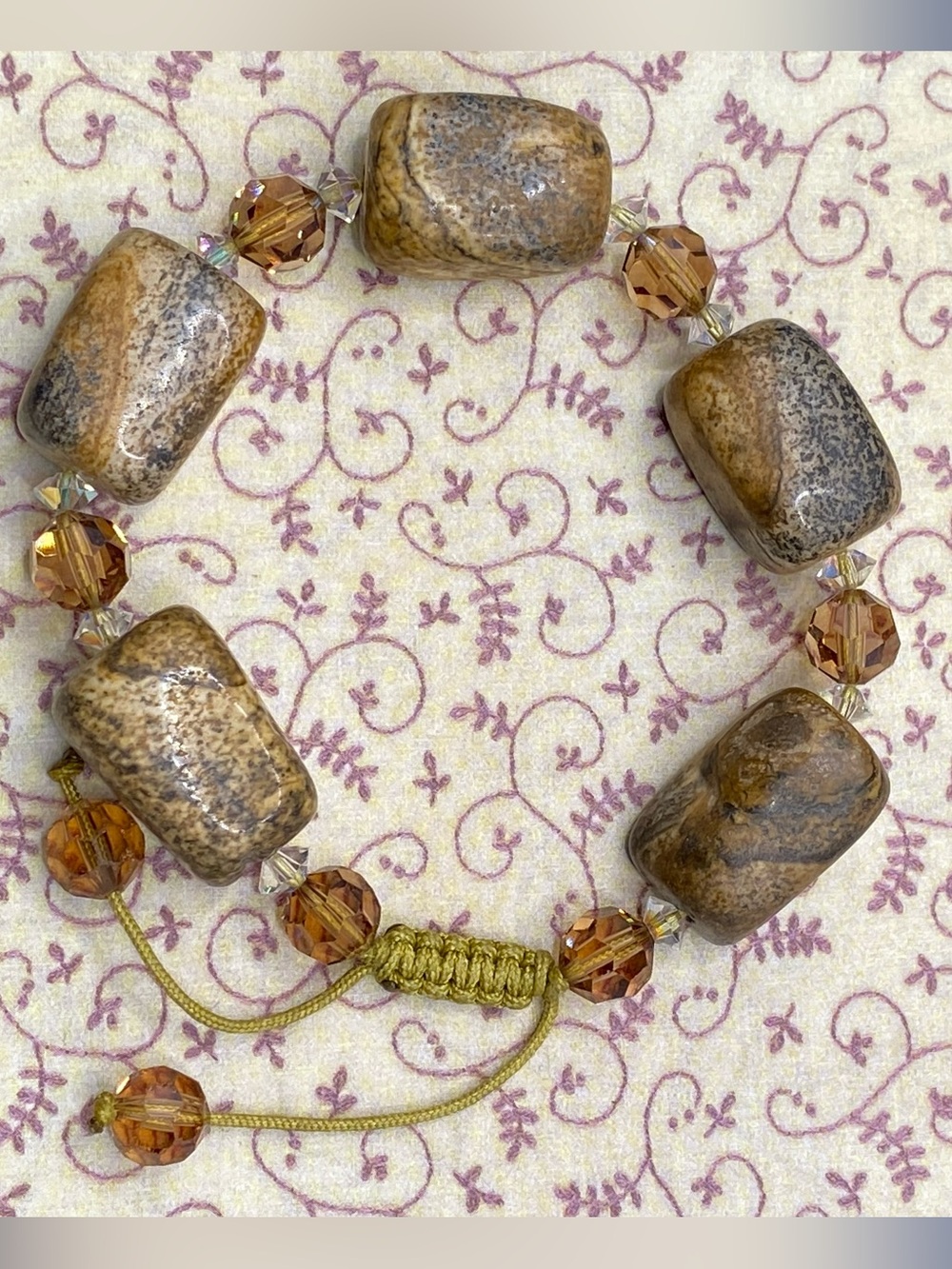 Jasper Stone Beads Macrame Bracelet Boho